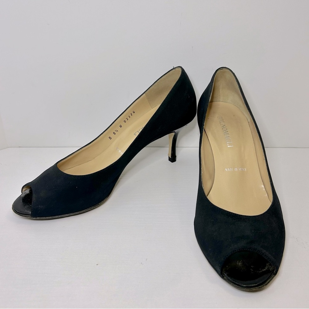 Bruno Magli Black Open Toe Heels Size 8.5